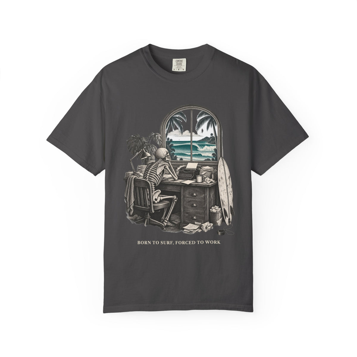 Born To Surf Forced To Work Shirt | Funny Surfer Office Tee | Comfort Colors T-Shirt