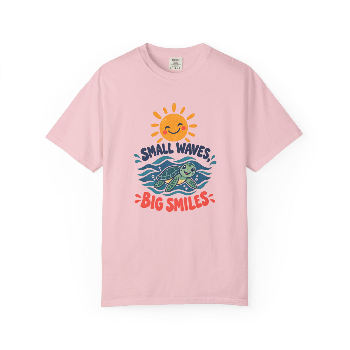 Small Waves Big Smiles Tee | Cute Sea Turtle Sun Shirt | Happy Beach T-Shirt | Comfort Colors Gift