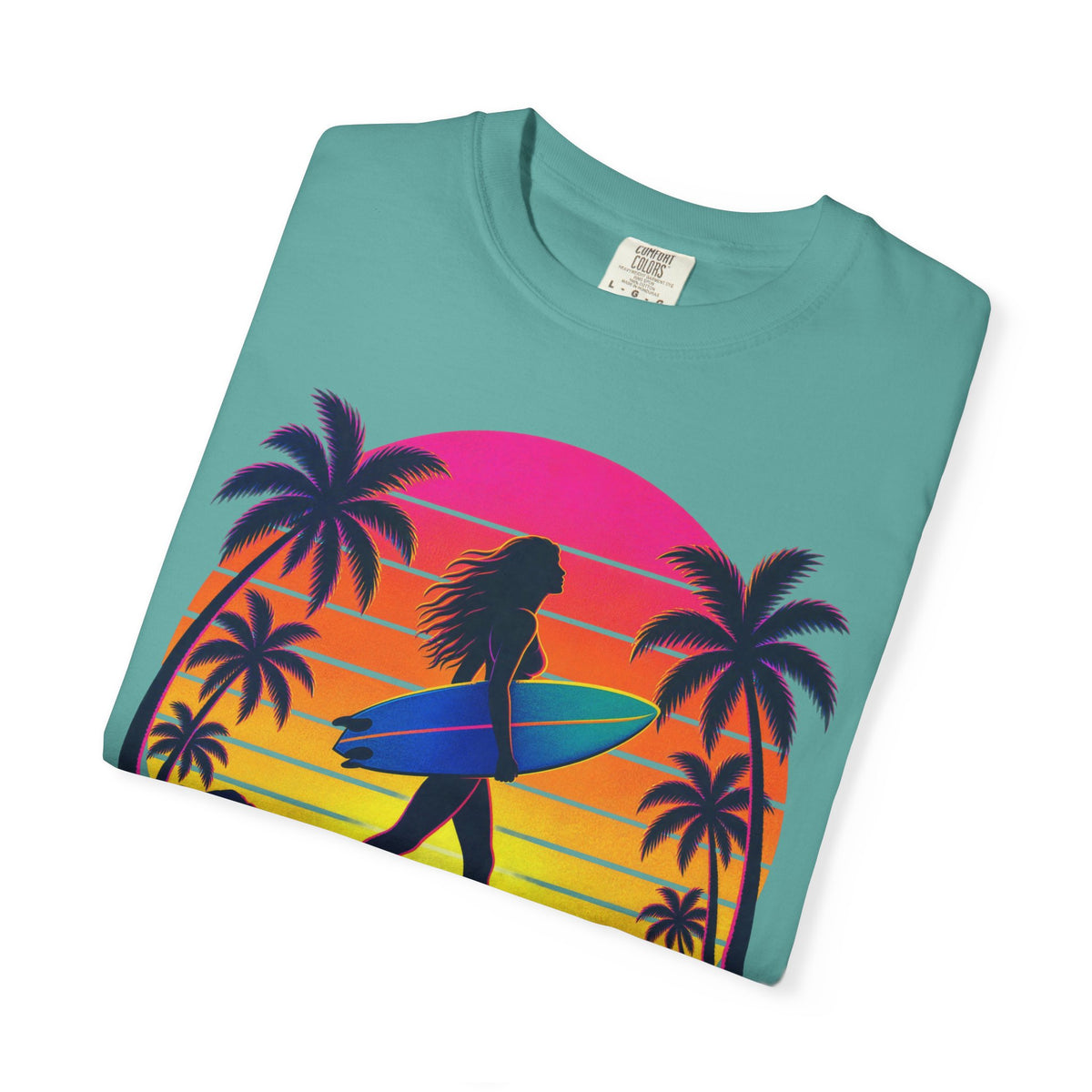 Chasing Sunsets Tee | Synthwave Sunset Surf Girl Shirt | Retro Palm T-Shirt | Comfort Colors