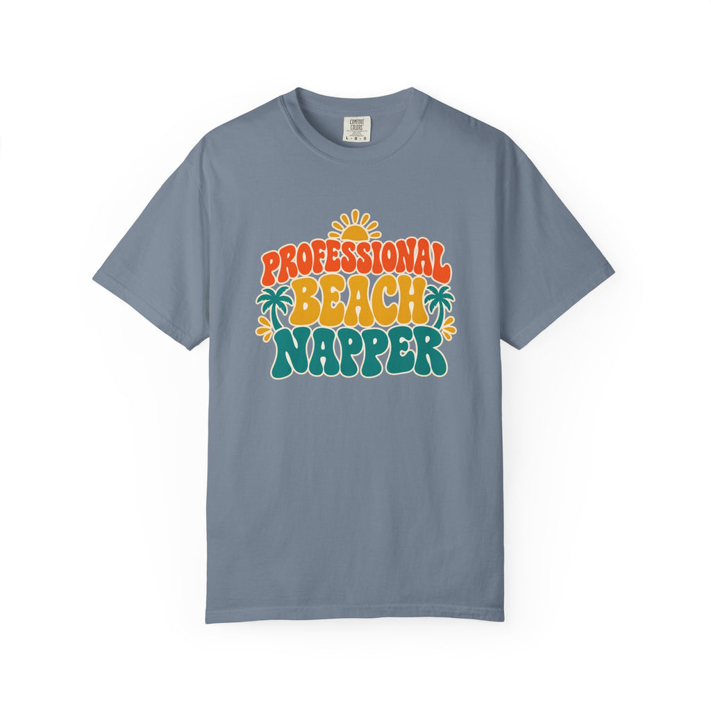 Professional Beach Napper Tee | Funny Beach Shirt | Retro Sun & Palm Vacation T-Shirt | Comfort Colors Beach Gift