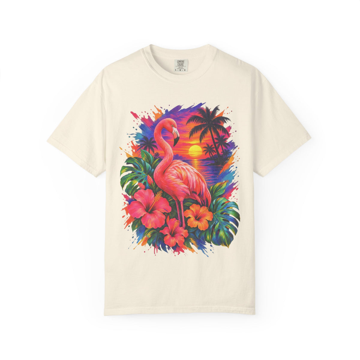 Flamingo Sunset Shirt | Tropical Flamingo Paradise Tee | Comfort Colors T-Shirt