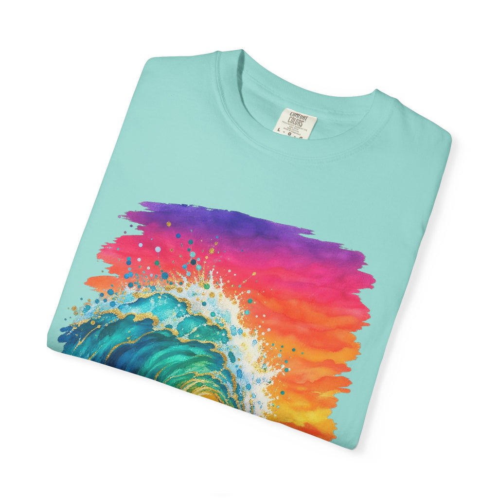 Watercolour Wave Sunset Shirt | Gold Ocean Wave Tee | Comfort Colors T-Shirt
