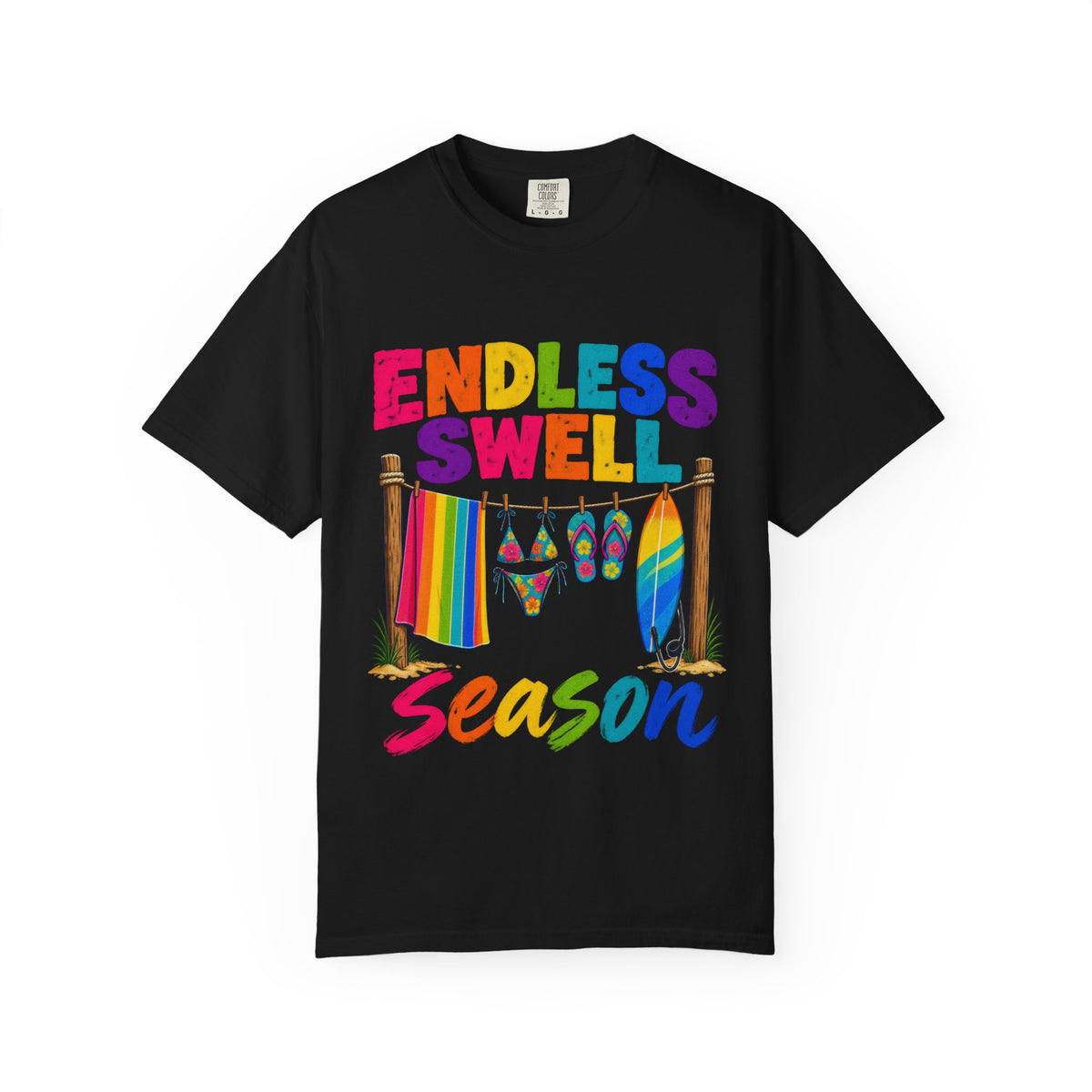 Endless Swell Season Tee | Retro Beach Clothesline Shirt | Colorful Surf T-Shirt | Comfort Colors