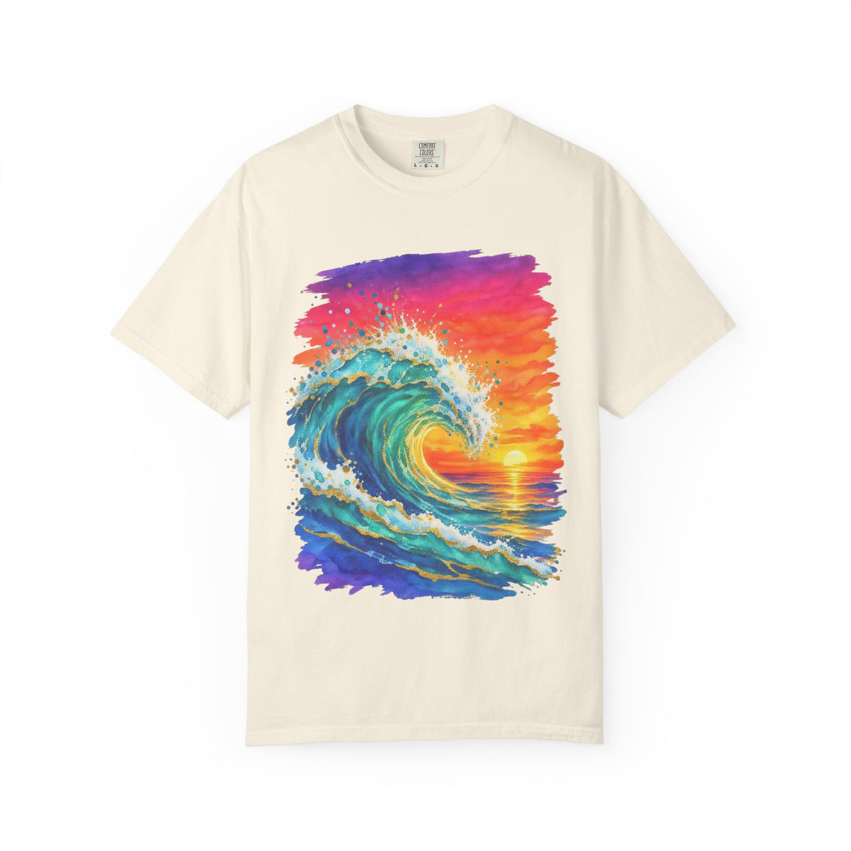 Watercolour Wave Sunset Shirt | Gold Ocean Wave Tee | Comfort Colors T-Shirt