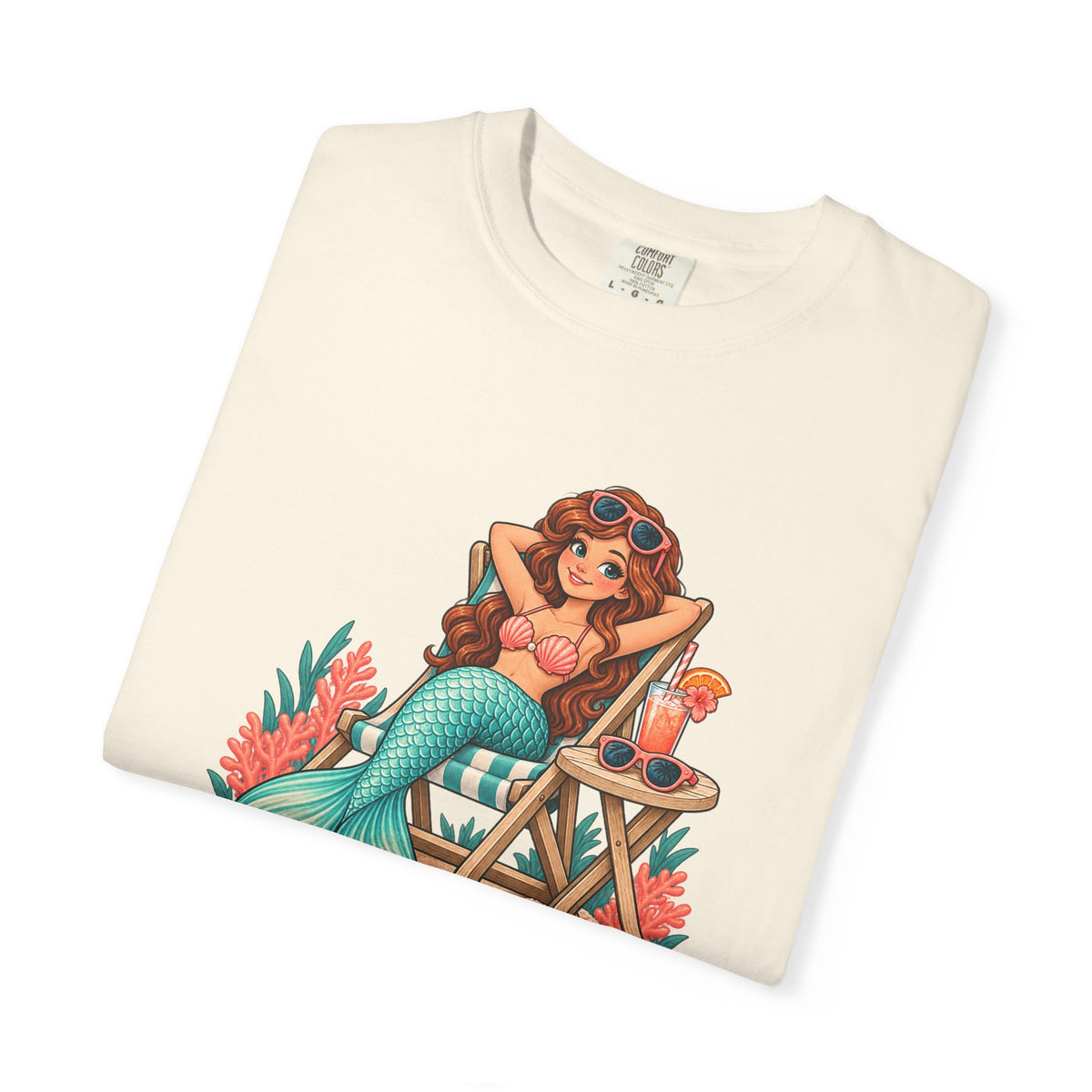 Mermaid Off Duty Tee | Cute Mermaid Beach Chair Shirt | Funny Vacation T-Shirt | Comfort Colors Watermelon