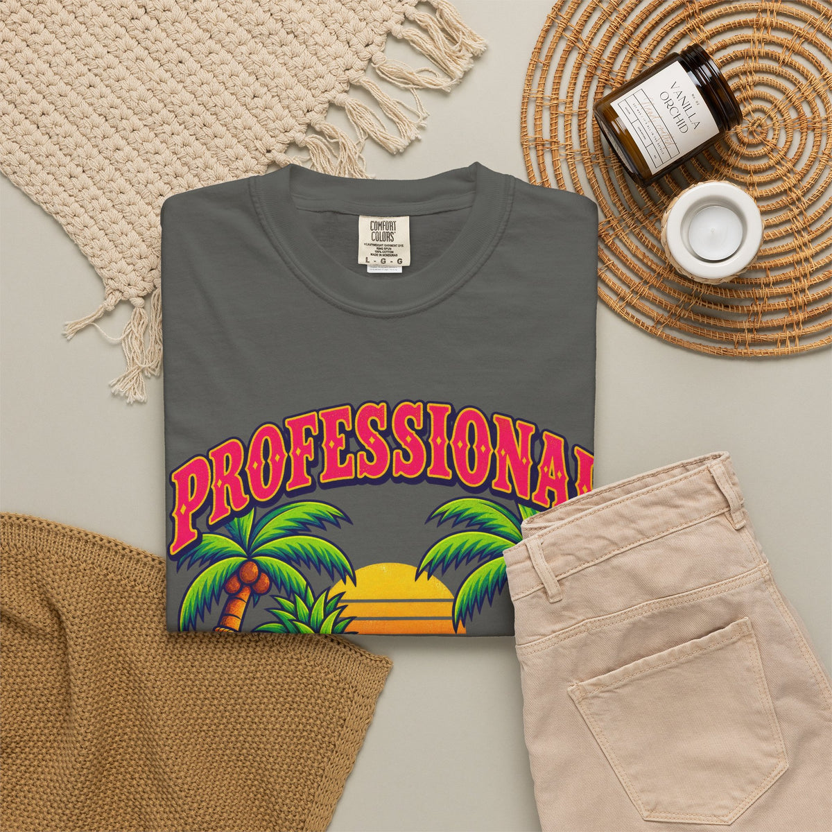 Professional Beach Bum Tee | Funny Pineapple Hammock Shirt | Retro Vacation T-Shirt | Comfort Colors