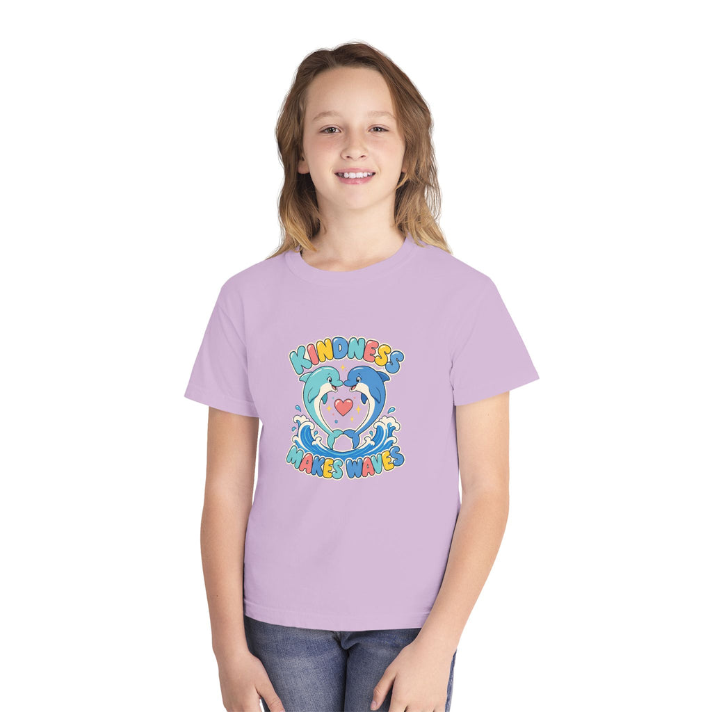 Kindness Makes Waves Kids Tee | Kindness Dolphin Kids Shirt | Youth Beach T-Shirt | Surf Kid Gift