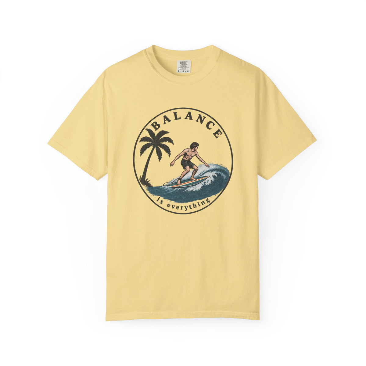 Balance Is Everything Tee | Vintage Surfer Badge Shirt | Inspirational Surf T-Shirt | Comfort Colors Gift