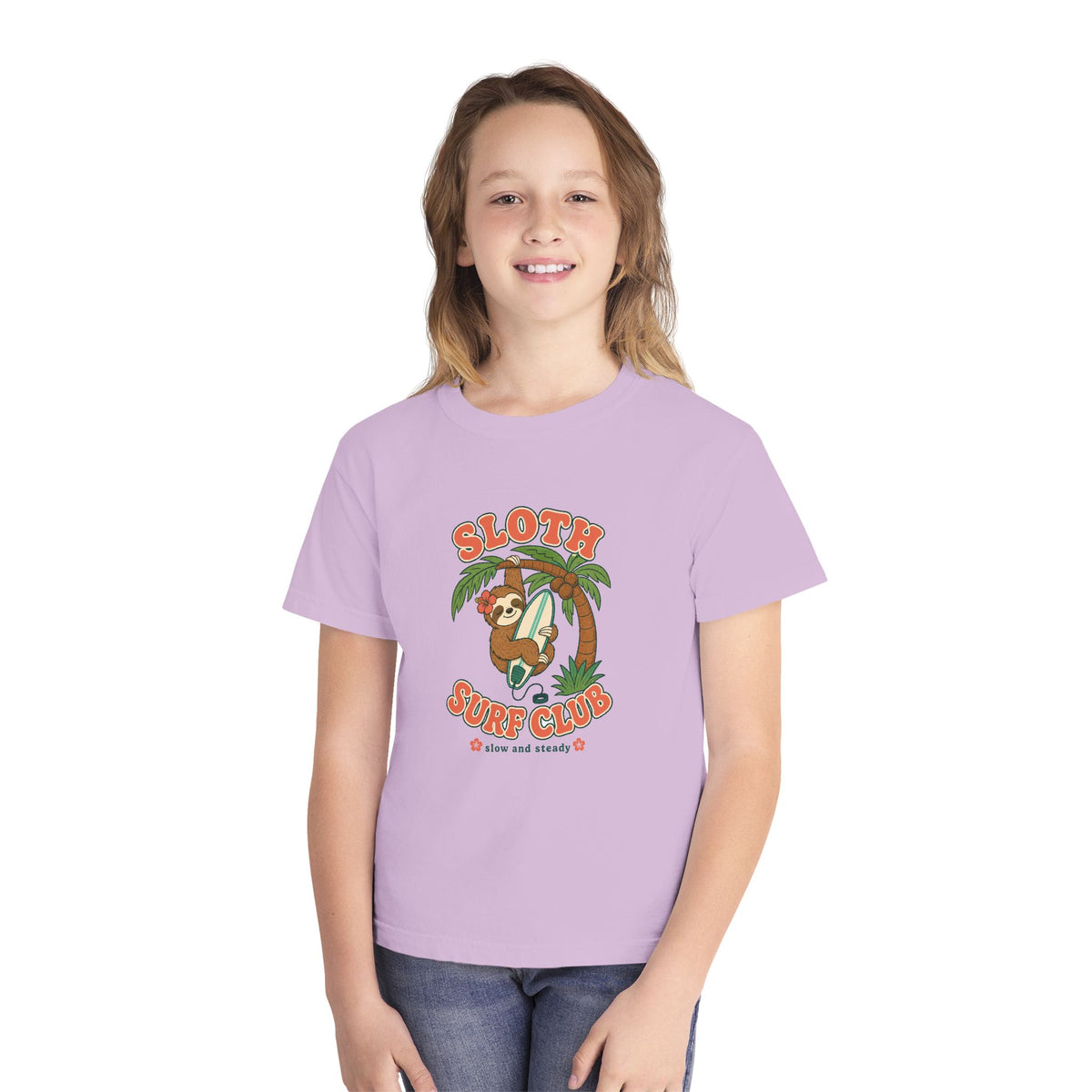 Sloth Surf Club Kids Tee | Sloth Kids Shirt | Youth Beach T-Shirt | Surf Kid Gift