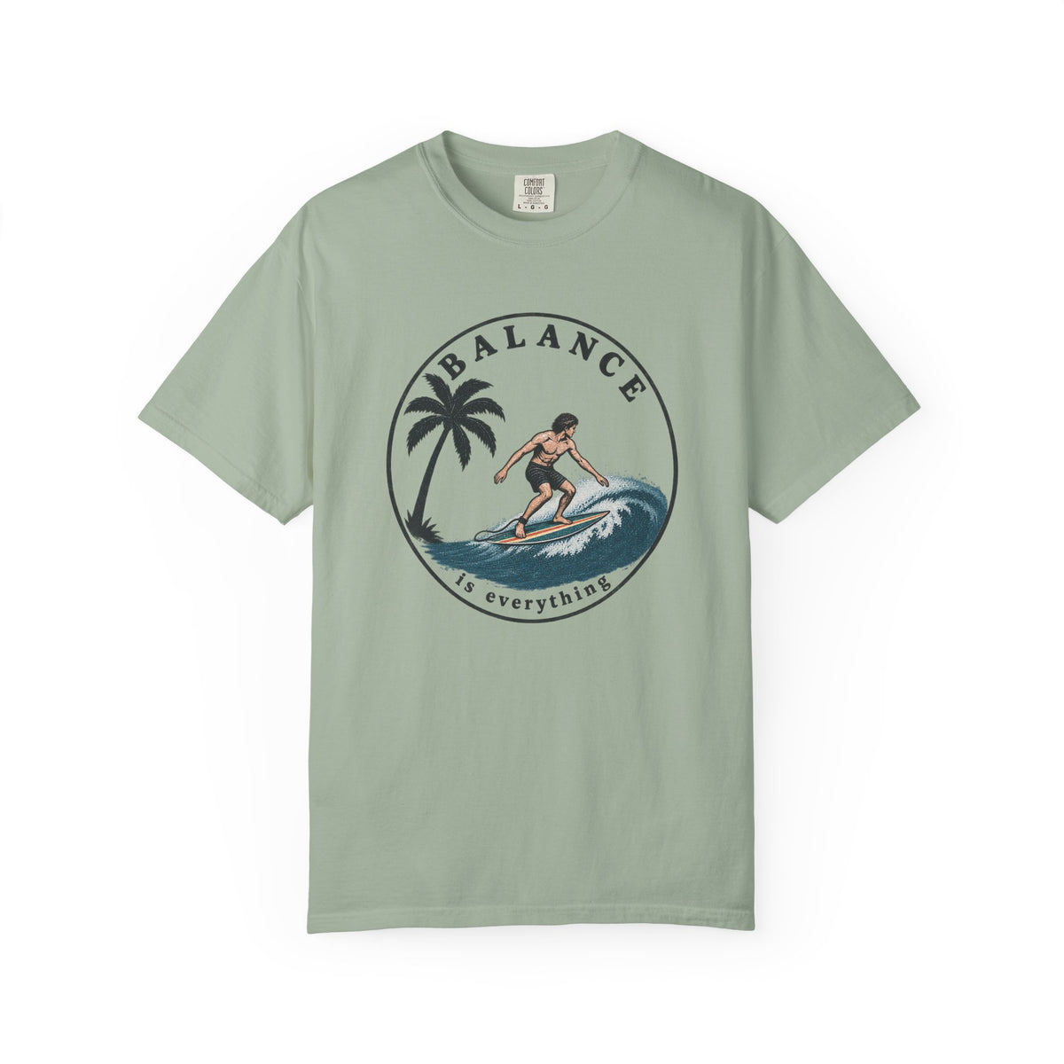 Balance Is Everything Tee | Vintage Surfer Badge Shirt | Inspirational Surf T-Shirt | Comfort Colors Gift