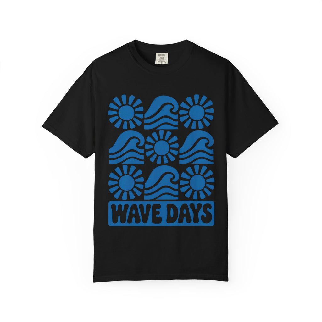 Wave Days Shirt | Block Print Wave Sun Tee | Comfort Colors T-Shirt