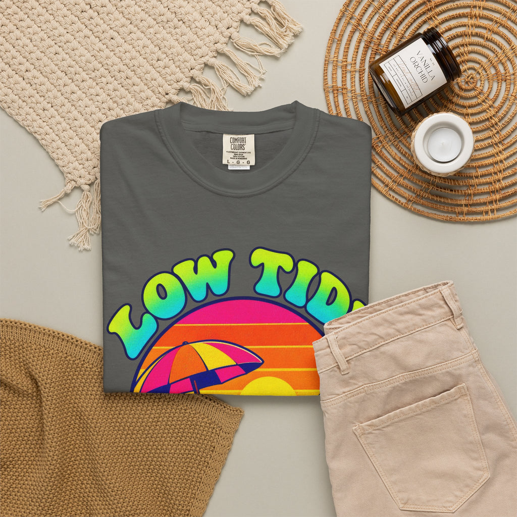 Low Tide High Vibes Tee | Good Vibes Beach Shirt | Colorful Tide Pool T-Shirt | Comfort Colors
