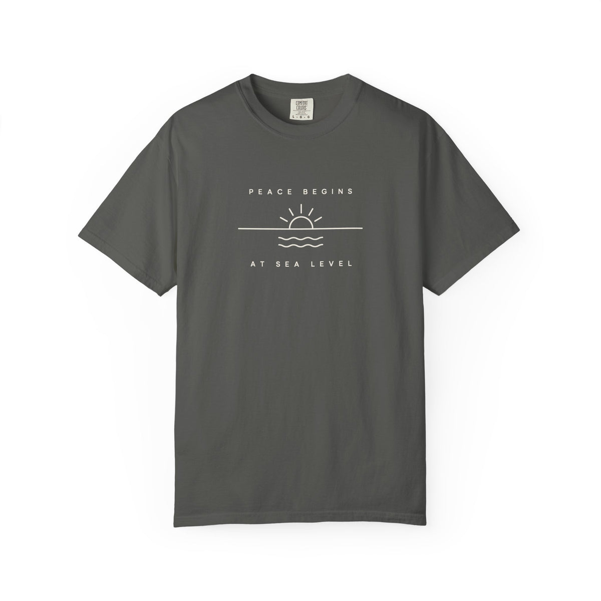 Peace Begins At Sea Level Tee | Minimal Horizon Shirt | Inspirational Ocean T-Shirt | Comfort Colors