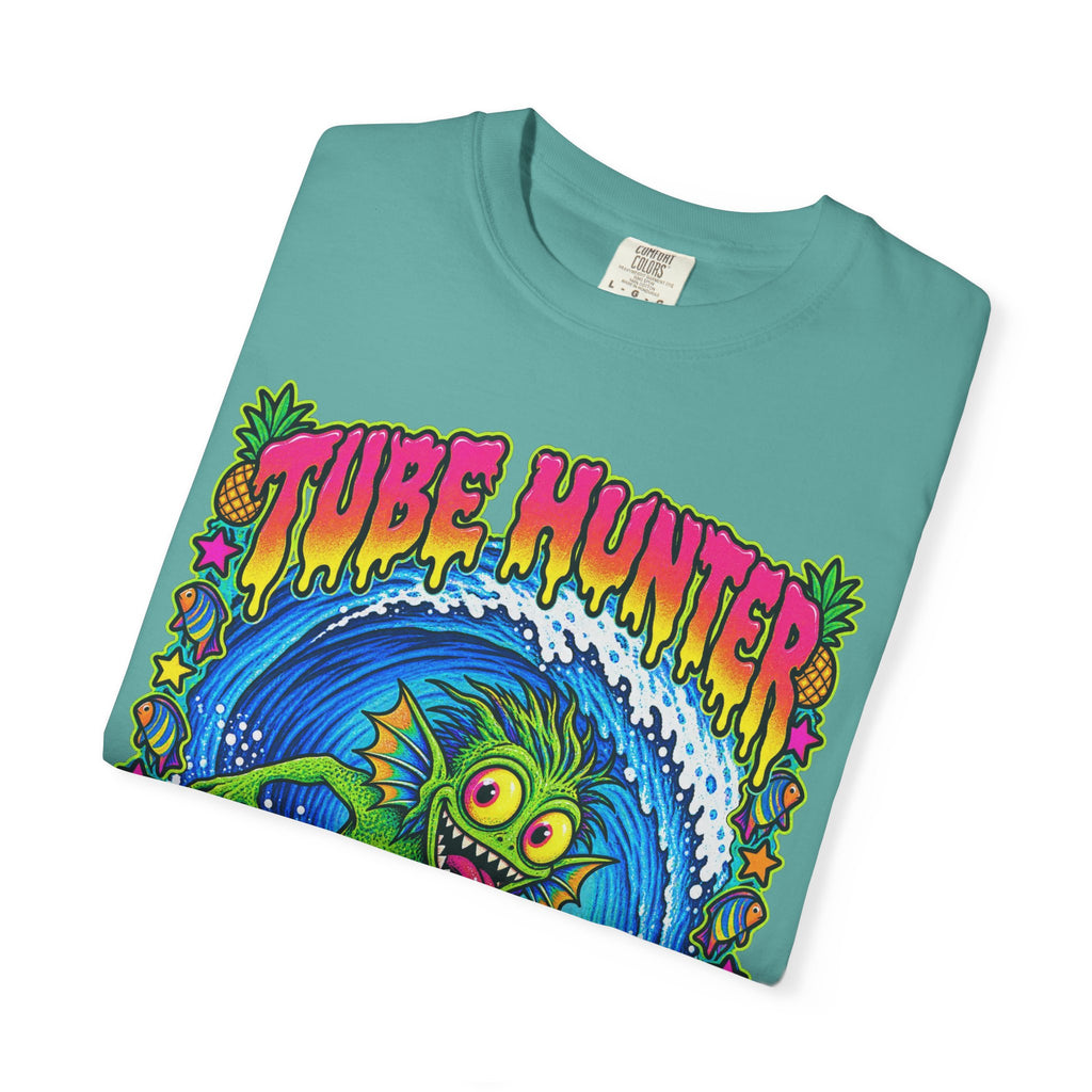 Tube Hunter Tee | 80s Comic Sea Monster Surf Shirt | Funny Barrel Wave T-Shirt | Comfort Colors