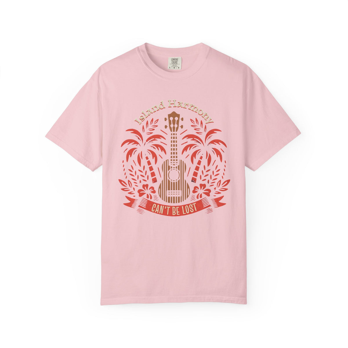 Island Harmony Guitar Tee | Can't Be Lost palm tree ukulele design