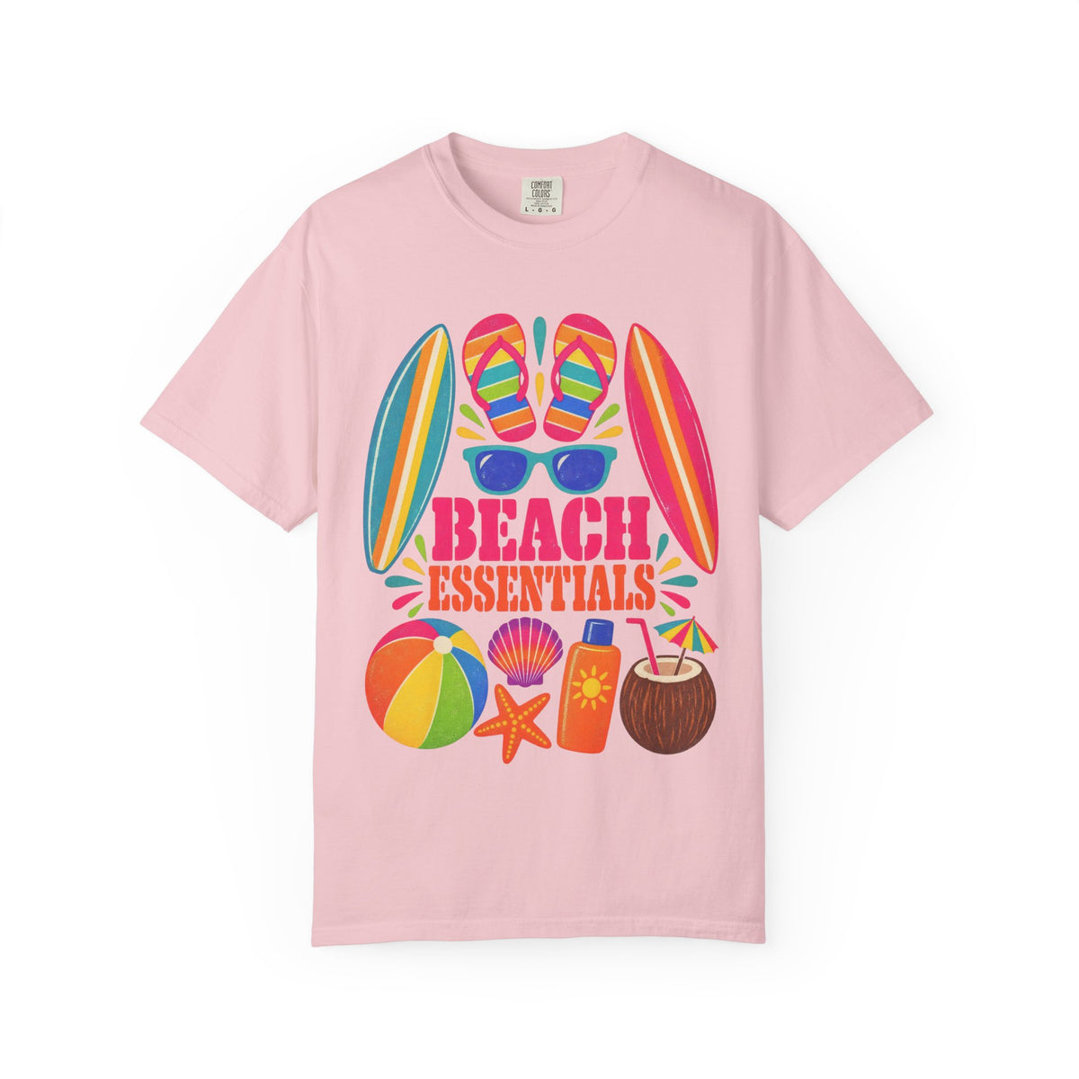 Beach Essentials Tee | Summer Packing List Shirt | Colorful Beach T-Shirt | Comfort Colors