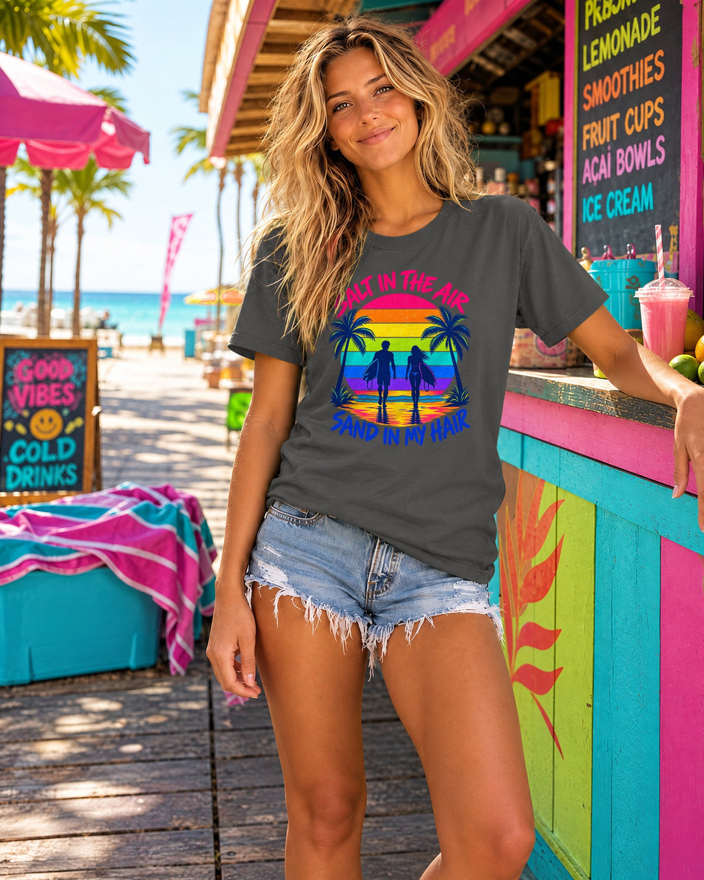Salt In The Air Tee | Ocean Breeze Shirt | Retro Beach T-Shirt | Comfort Colors