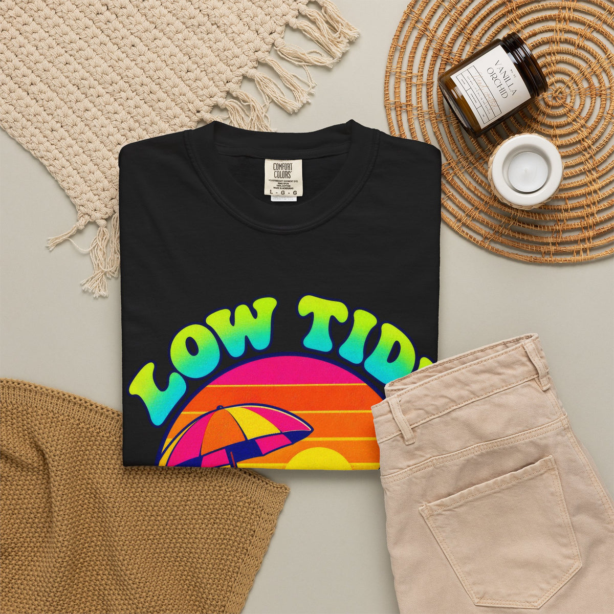 Low Tide High Vibes Tee | Good Vibes Beach Shirt | Colorful Tide Pool T-Shirt | Comfort Colors