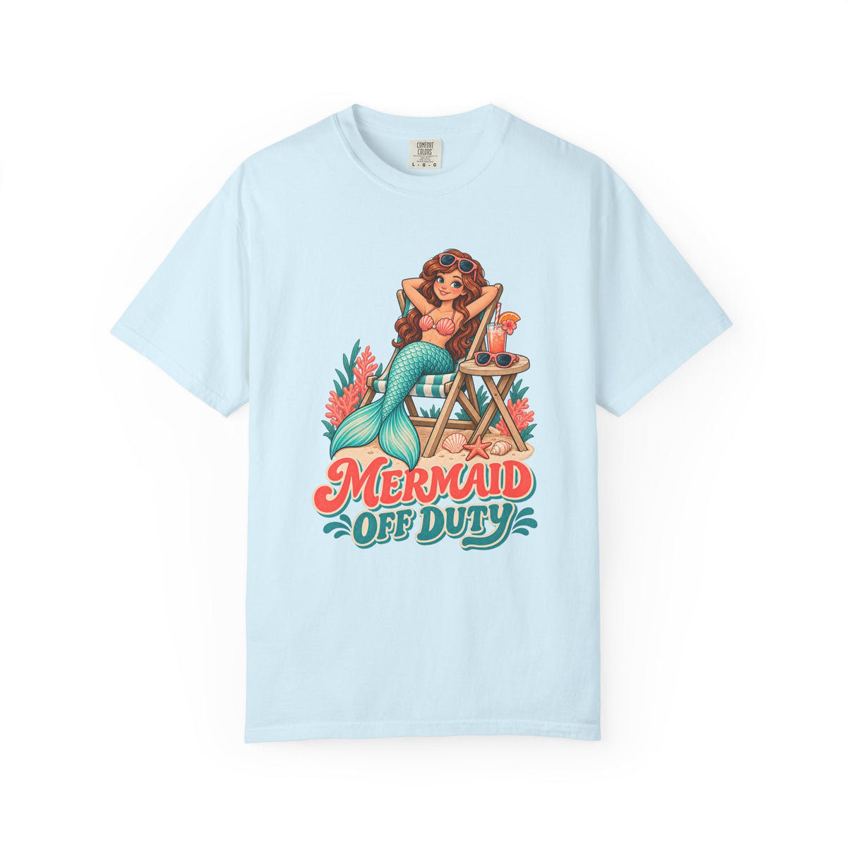 Mermaid Off Duty Tee | Cute Mermaid Beach Chair Shirt | Funny Vacation T-Shirt | Comfort Colors Watermelon