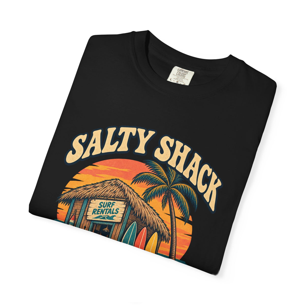 Salty Shack Surf Rentals Tee | Vintage Beach Hut Surf Shirt | Retro Surf Shop T-Shirt | Comfort Colors