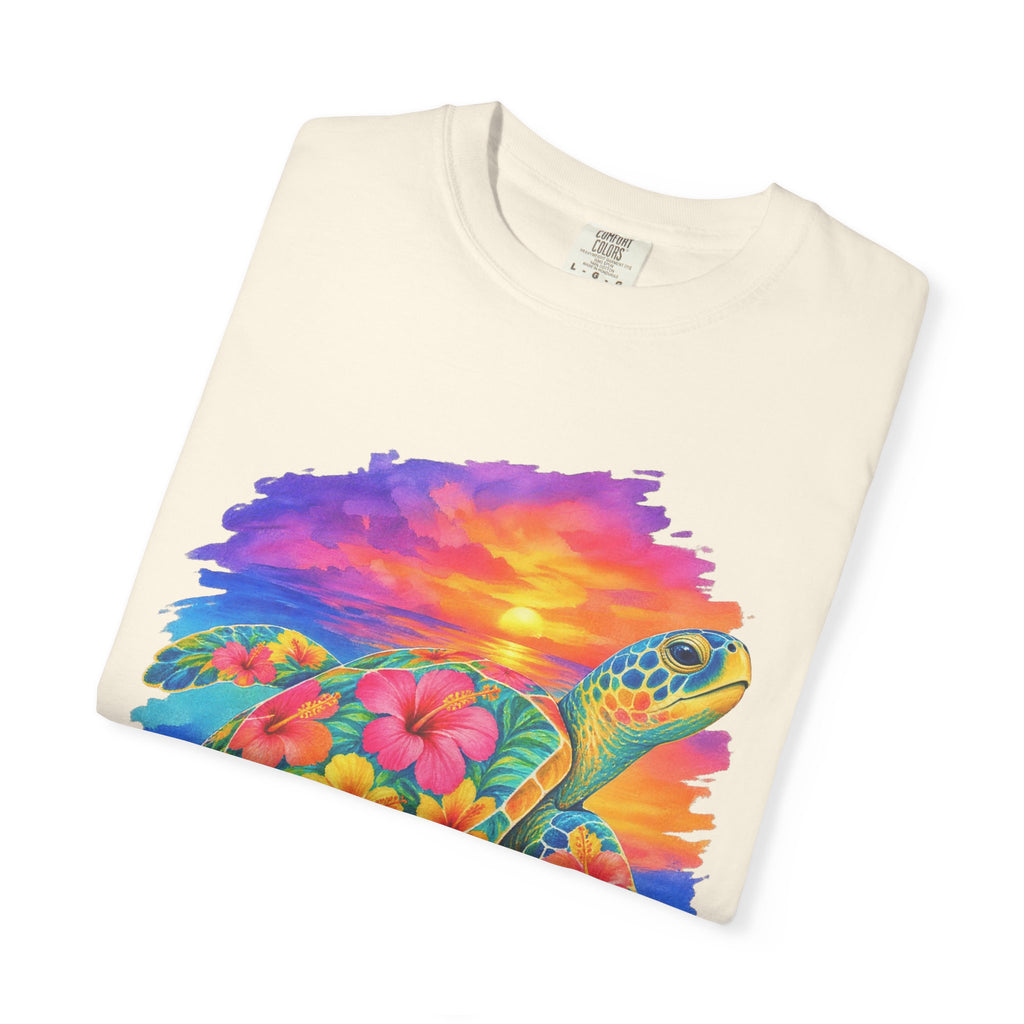 Floral Sea Turtle Shirt | Hibiscus Turtle Sunset Tee | Comfort Colors T-Shirt