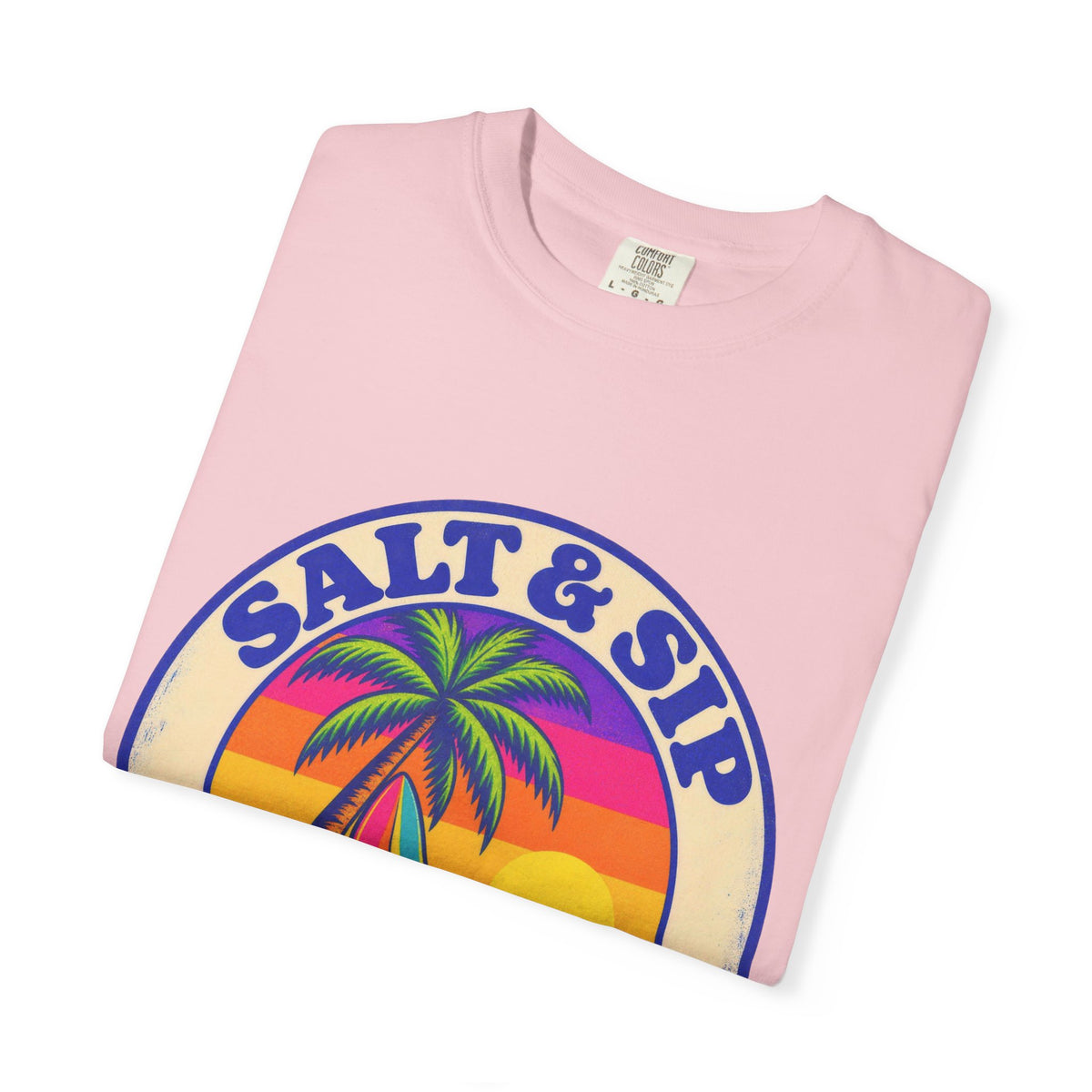 Salt & Sip Beach Bar Club Tee | Retro Sunset Badge Shirt | Tropical Cocktail T-Shirt | Comfort Colors