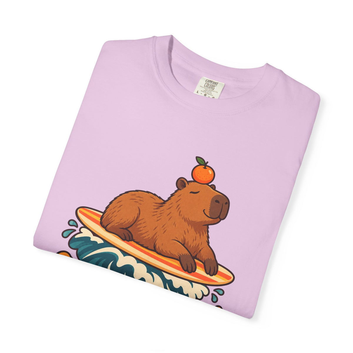 Capybara Go With The Flow Tee | Cute Surfing Capybara Shirt | Funny Animal Surf T-Shirt | Comfort Colors