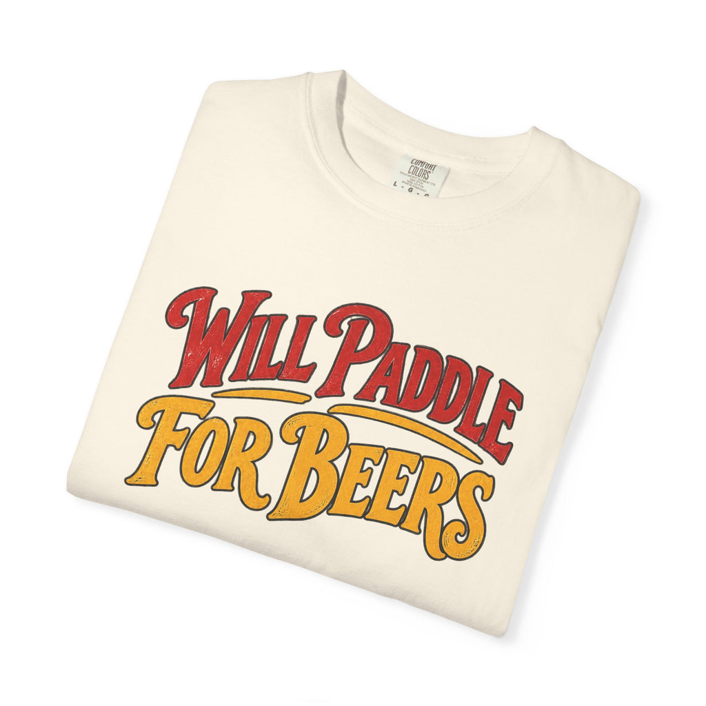 Will Paddle For Beers Tee | Funny Surf Beer Shirt | Kayak SUP Paddle T-Shirt | Comfort Colors Surfer Gift