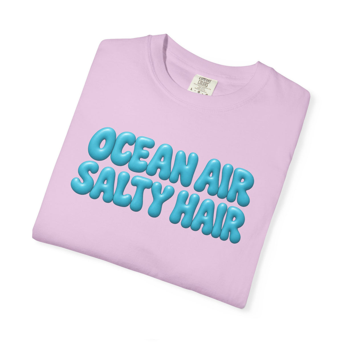 Ocean Air Salty Hair Tee | Puffy Retro Beach T-Shirt | Summer Beach Girl Shirt | Comfort Colors White