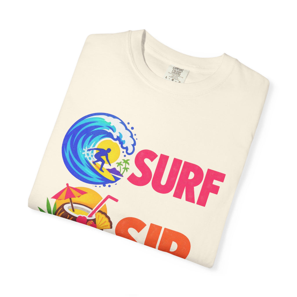 Surf Sip Repeat Tee | Surf & Cocktail Shirt | Funny Beach T-Shirt | Comfort Colors