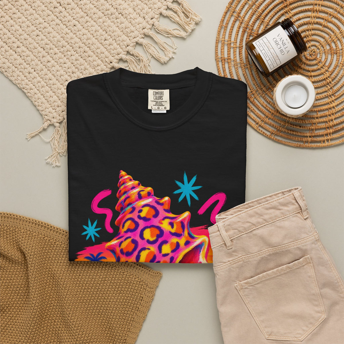 Leopard Conch Shell Shirt | Neon Sunset Beach Tee | Comfort Colors T-Shirt