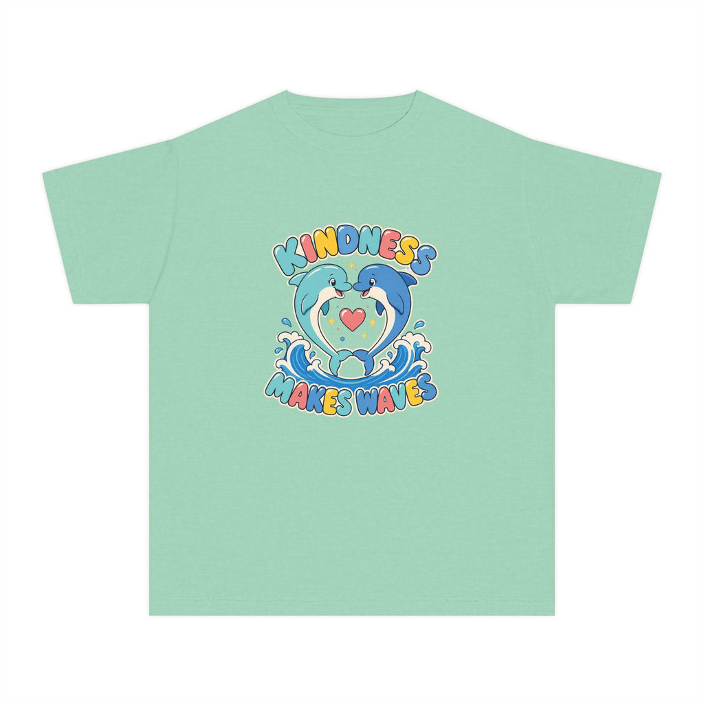 Kindness Makes Waves Kids Tee | Kindness Dolphin Kids Shirt | Youth Beach T-Shirt | Surf Kid Gift