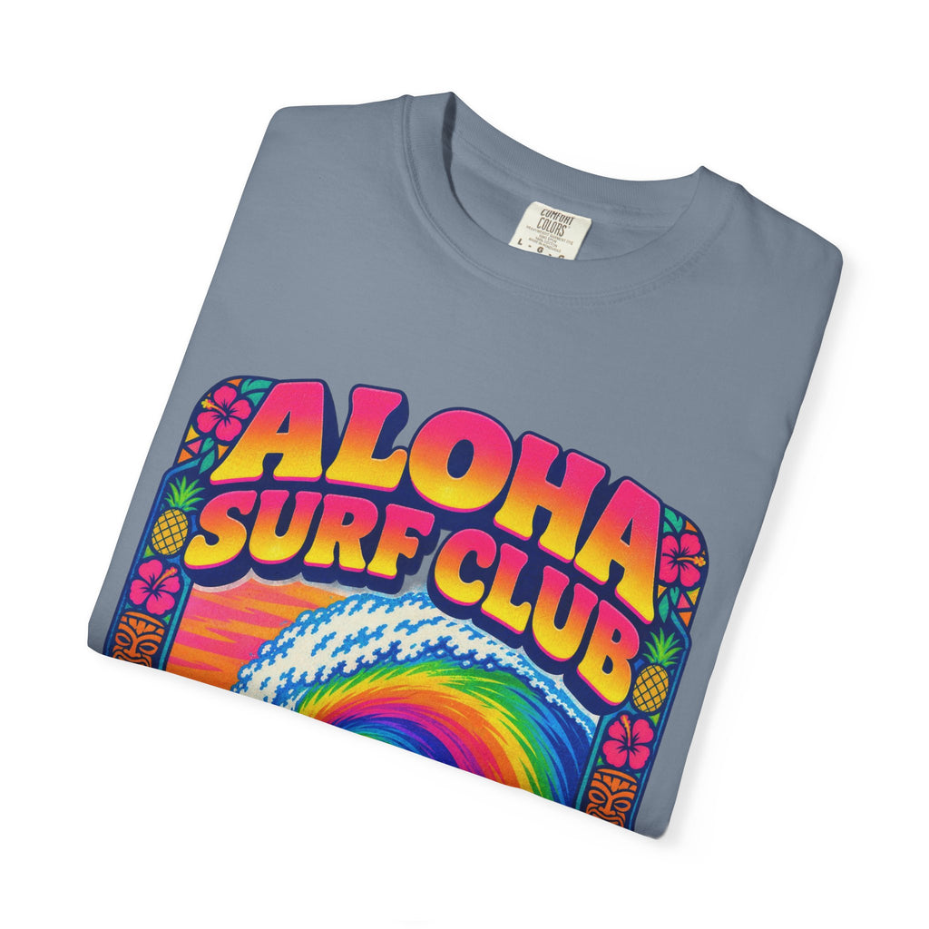 Aloha Surf Club Tee | Hawaiian Retro Surf Shirt | Tropical Hibiscus T-Shirt | Comfort Colors