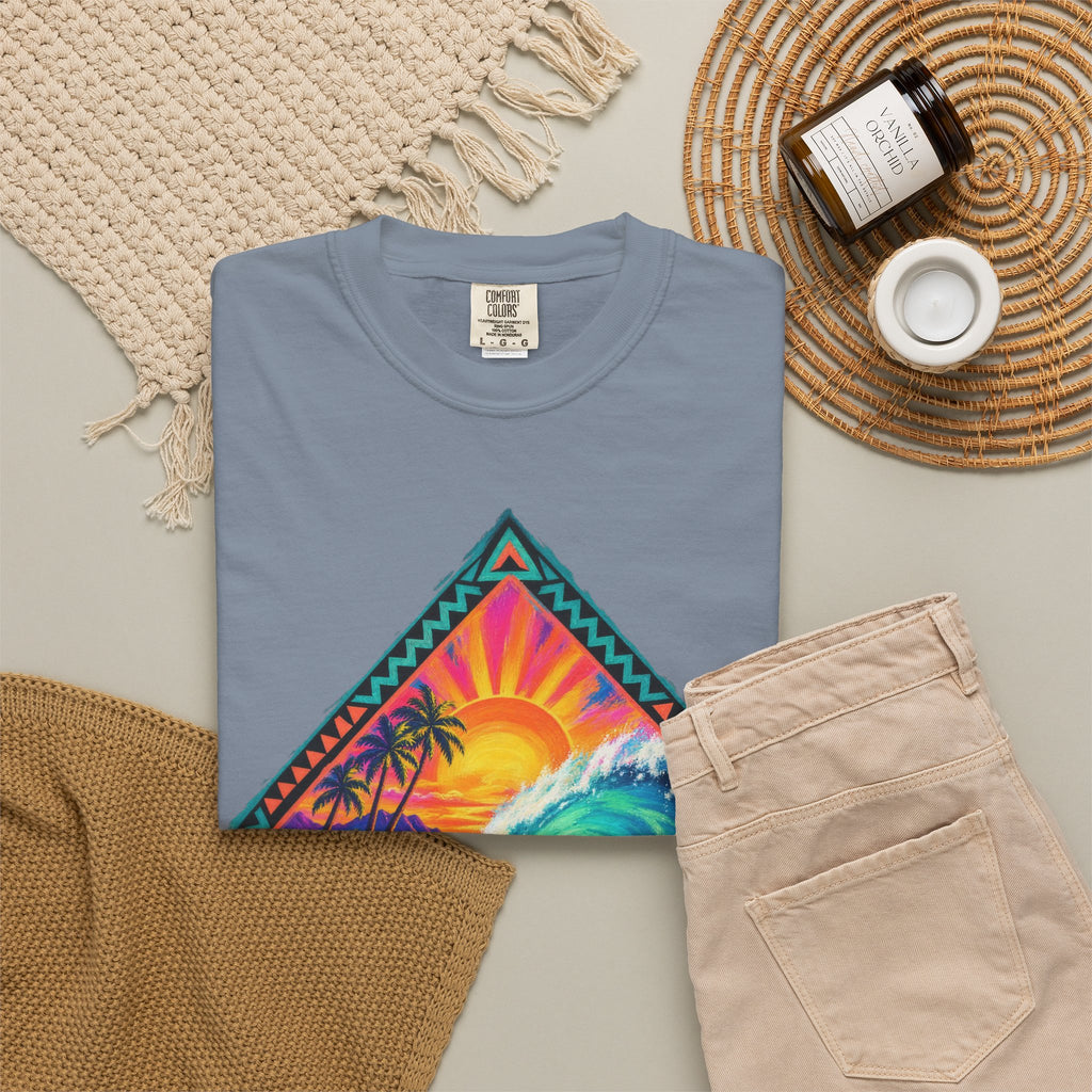 Tribal Barrel Wave Surf Shirt | Polynesian Surfer Tee | Comfort Colors T-Shirt