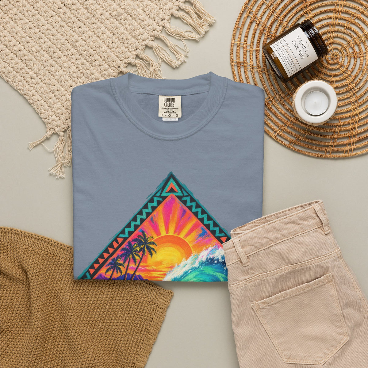 Tribal Barrel Wave Surf Shirt | Polynesian Surfer Tee | Comfort Colors T-Shirt