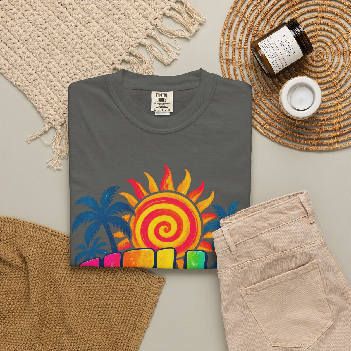 Hello Sunshine Tee | Retro Spiral Sun Shirt | Cute Summer T-Shirt | Comfort Colors