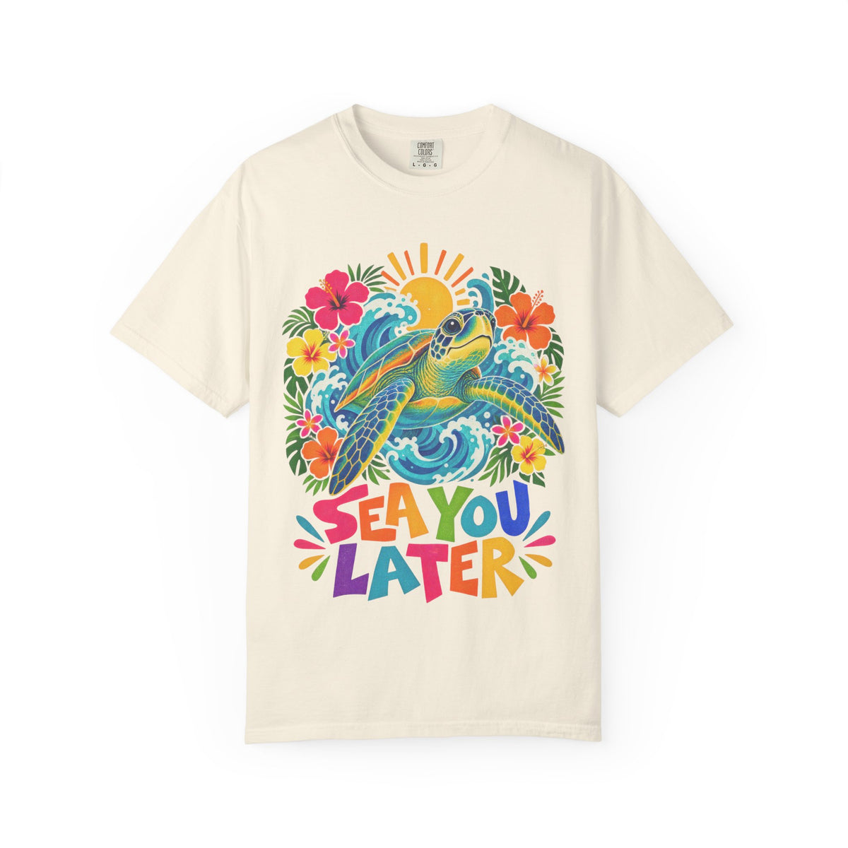 Sea You Later Sea Turtle Tee | Funny Ocean Pun Shirt | Colorful Beach T-Shirt | Comfort Colors