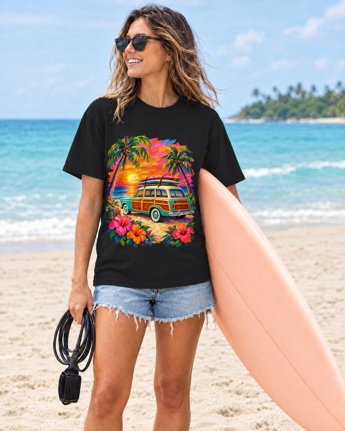 Surf Van Sunset Shirt | Retro Camper Van Beach Tee | Comfort Colors T-Shirt