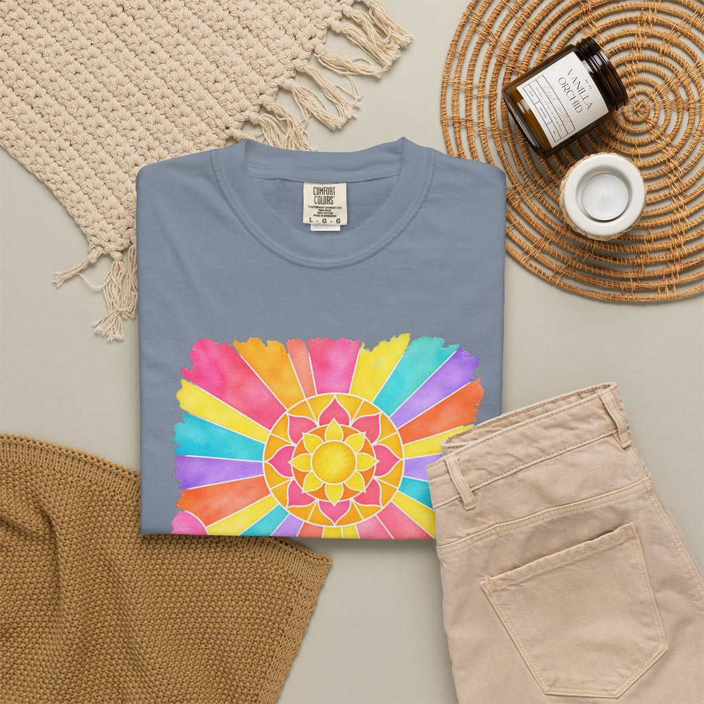 Stained Glass Wave Shirt | Pastel Sunburst Ocean Tee | Comfort Colors T-Shirt