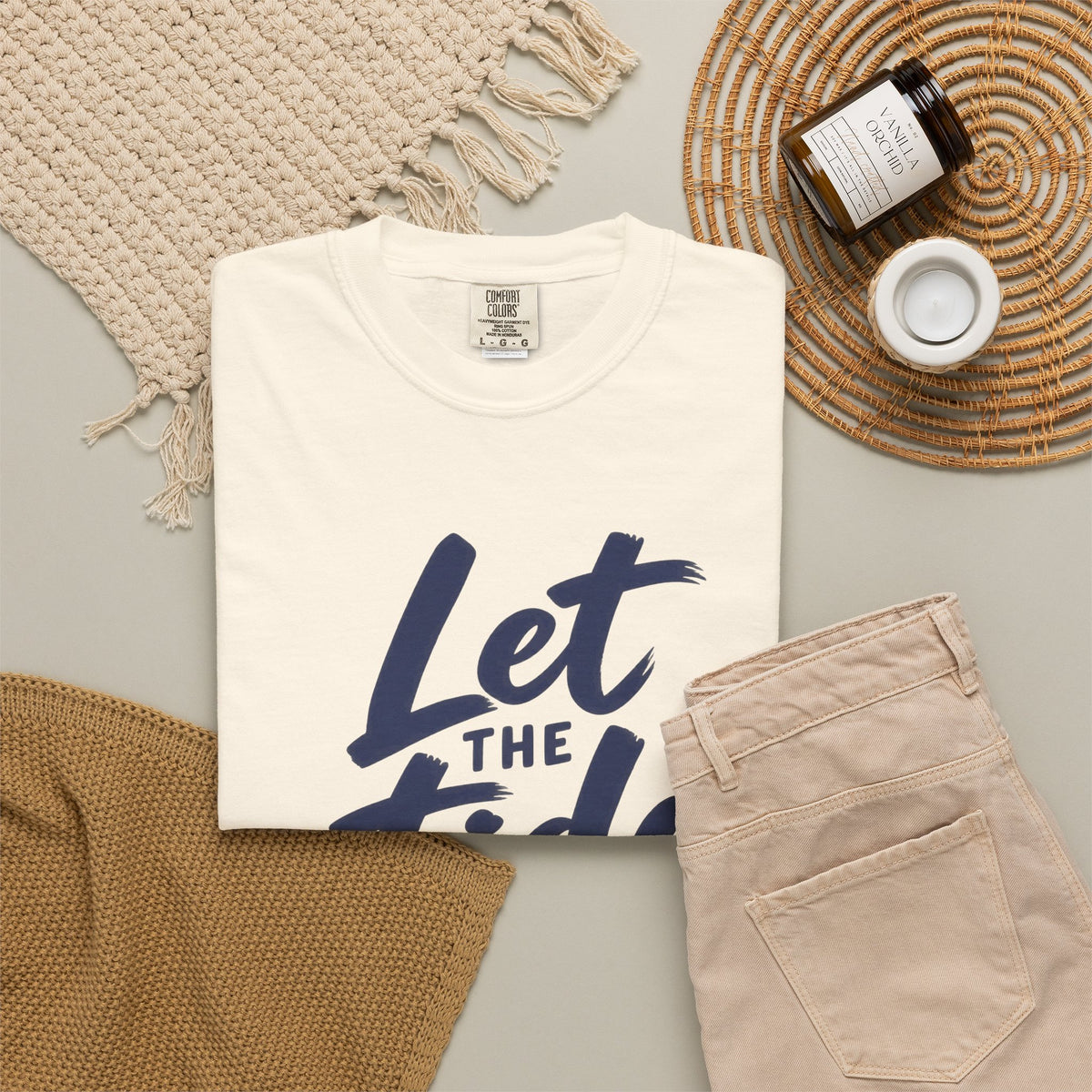 Let The Tide Decide Shirt | Wave Lines Script Tee | Comfort Colors T-Shirt