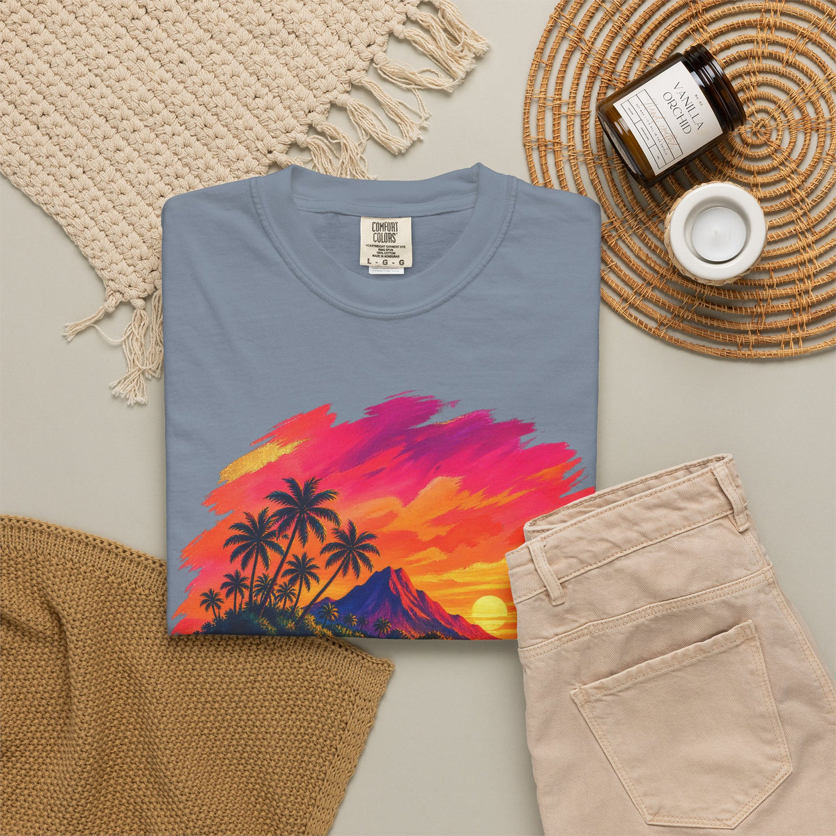 Volcano Island Sunset Shirt | Tropical Island Wave Tee | Comfort Colors T-Shirt