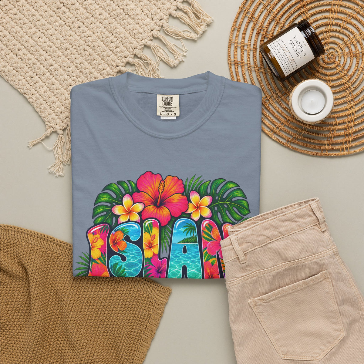 Island Girl Tee | Tropical Girl Shirt | Hibiscus Beach T-Shirt | Comfort Colors