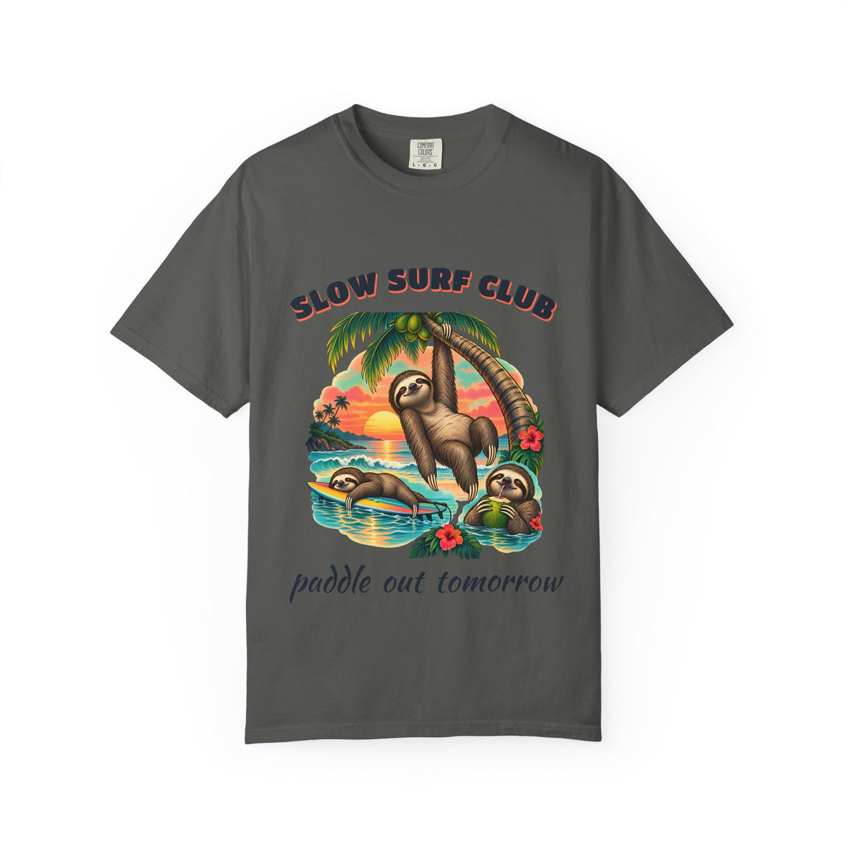 Slow Surf Club Sloth Shirt | Funny Sloth Surf Tee | Comfort Colors T-Shirt