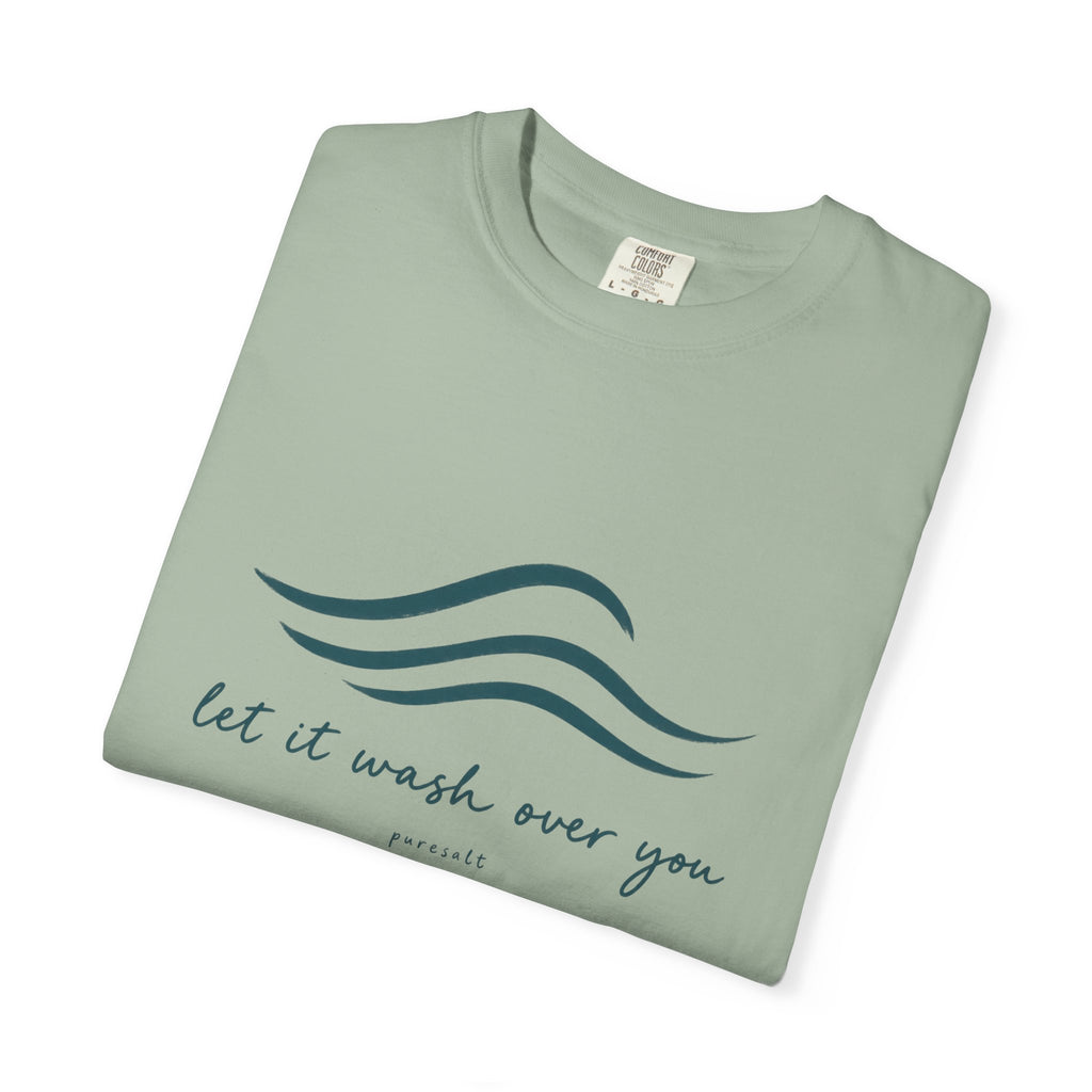 Let It Wash Over You waves T-Shirt | Minimal Ocean Script Tee