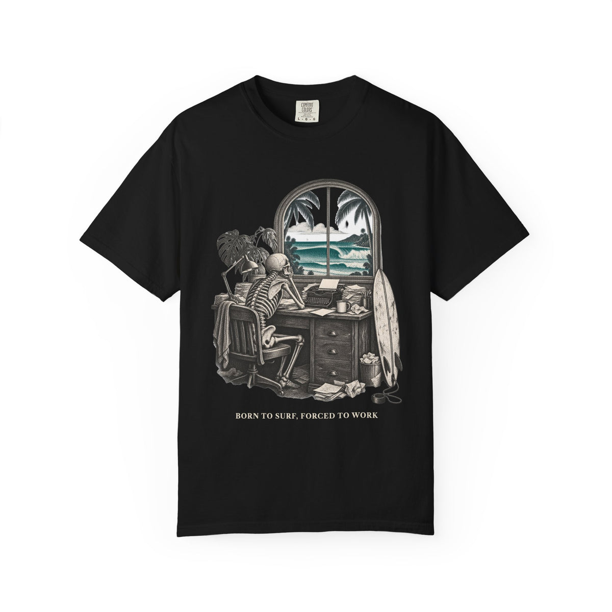 Born To Surf Forced To Work Shirt | Funny Surfer Office Tee | Comfort Colors T-Shirt