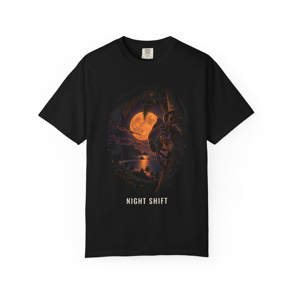 Night Shift Coconut Crab Shirt | Funny Night Owl Crab Tee | Comfort Colors T-Shirt
