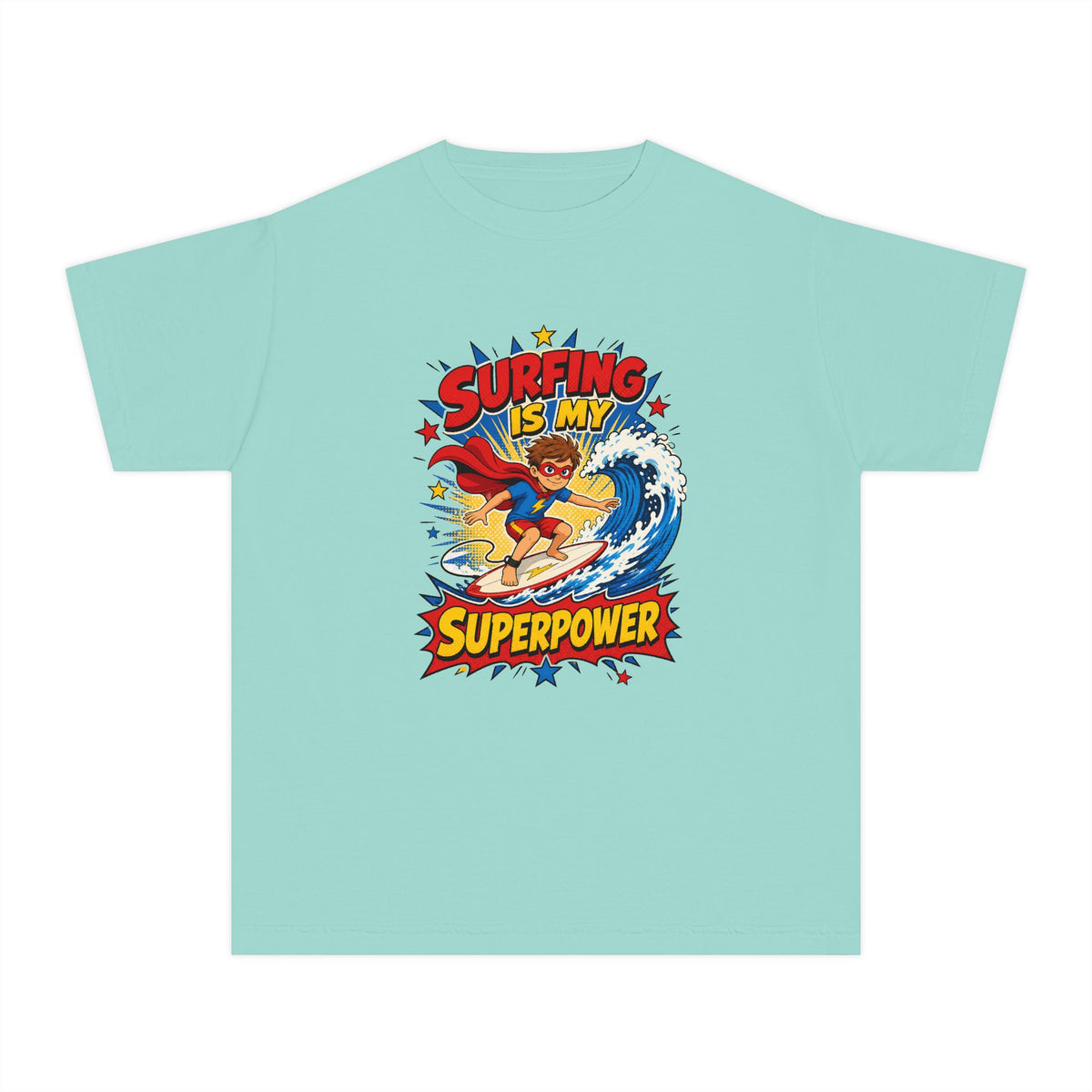 Surfing Is My Superpower Kids Tee | Superhero Surf Kids Shirt | Youth Beach T-Shirt | Surf Kid Gift
