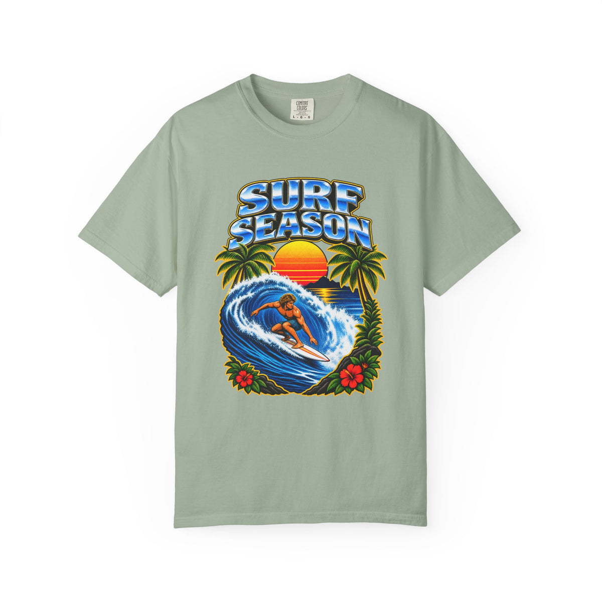 Surf Season Tee | Retro 80s Airbrush Surfer Shirt | Vintage Bootleg Style Wave T-Shirt | Comfort Colors