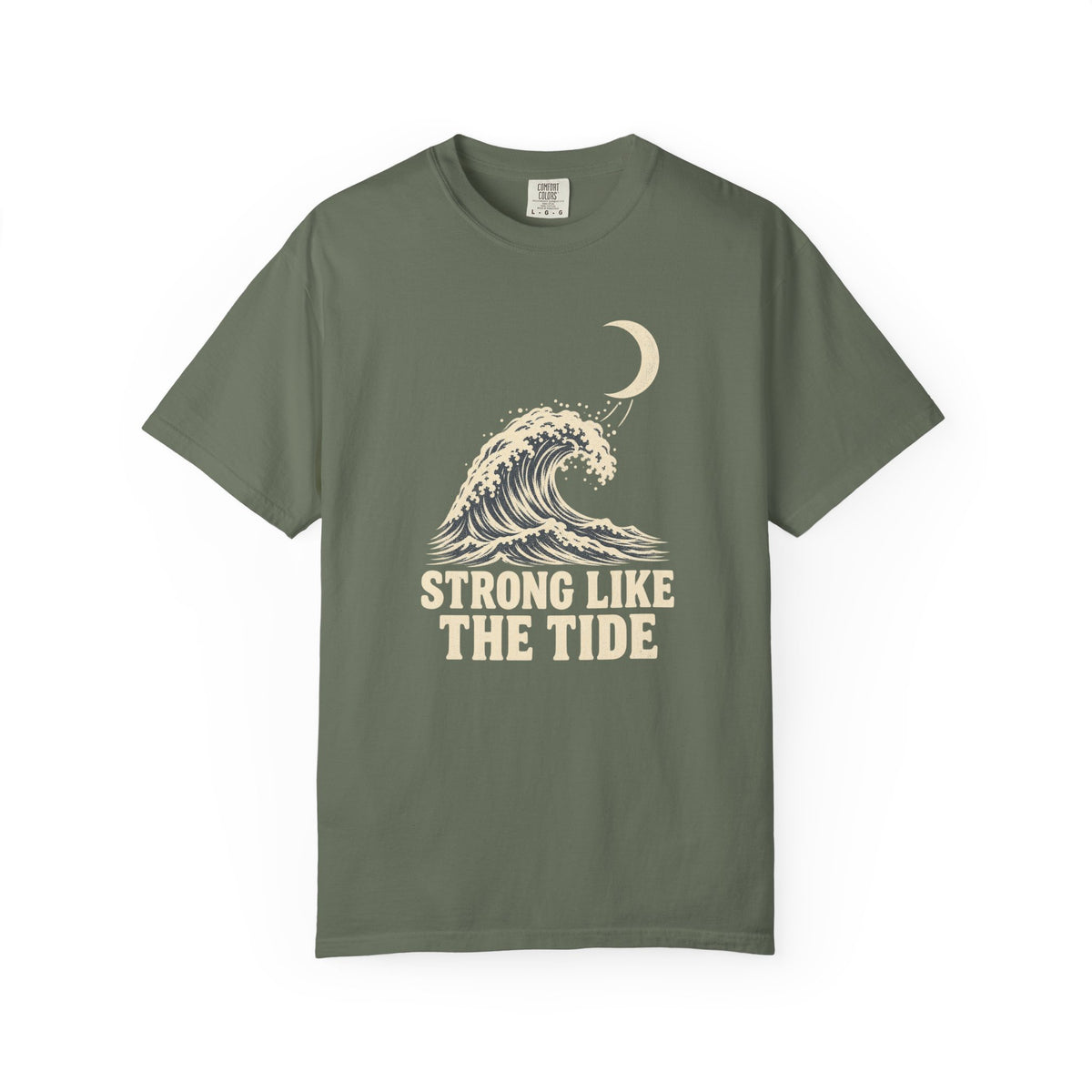 Strong Like The Tide Tee | Vintage Wave Moon Shirt | Inspirational Ocean T-Shirt | Comfort Colors Gift