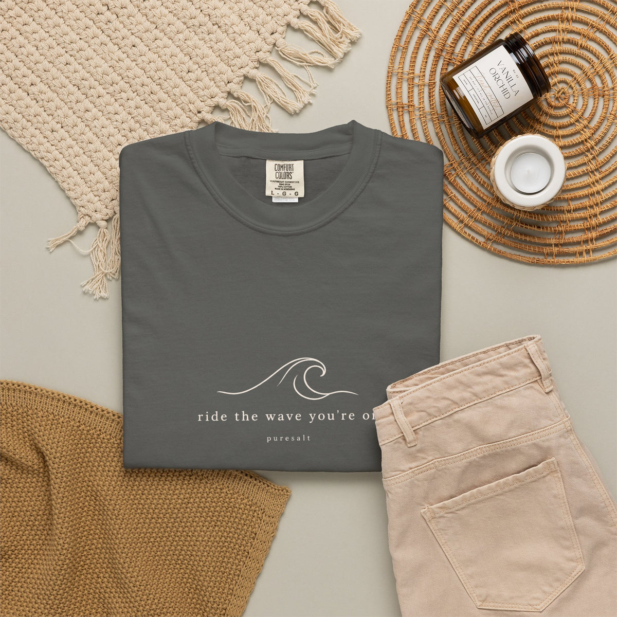 Wave Graphic T-Shirt — "Ride the Wave You're On" Relaxed Surf Tee
